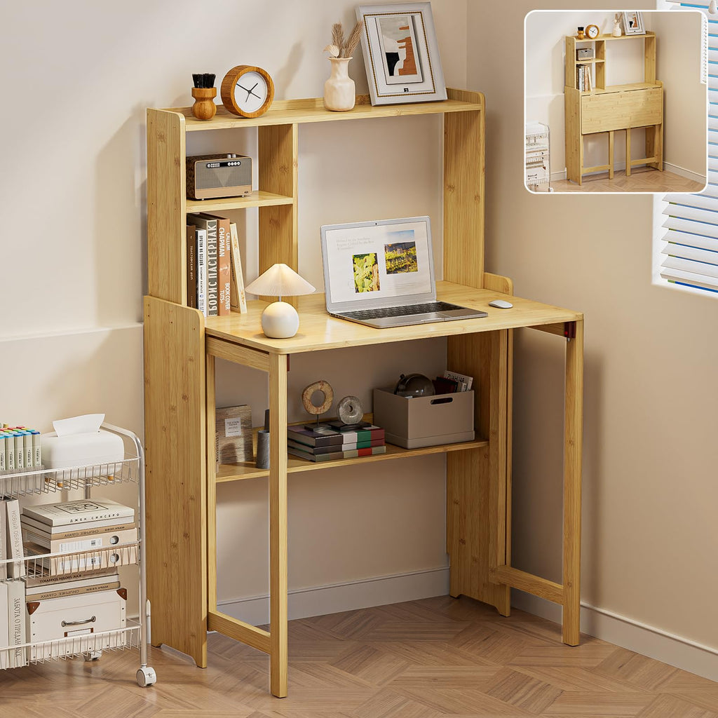 Dezyfurni Bamboo Folding Student Desk with Storage