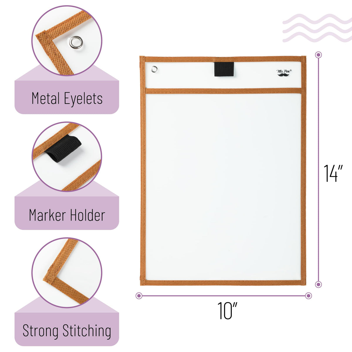 Mr. Pen- Reusable Dry Erase Pocket Sleeves, 10" x 14", 6 Pack, Colorful