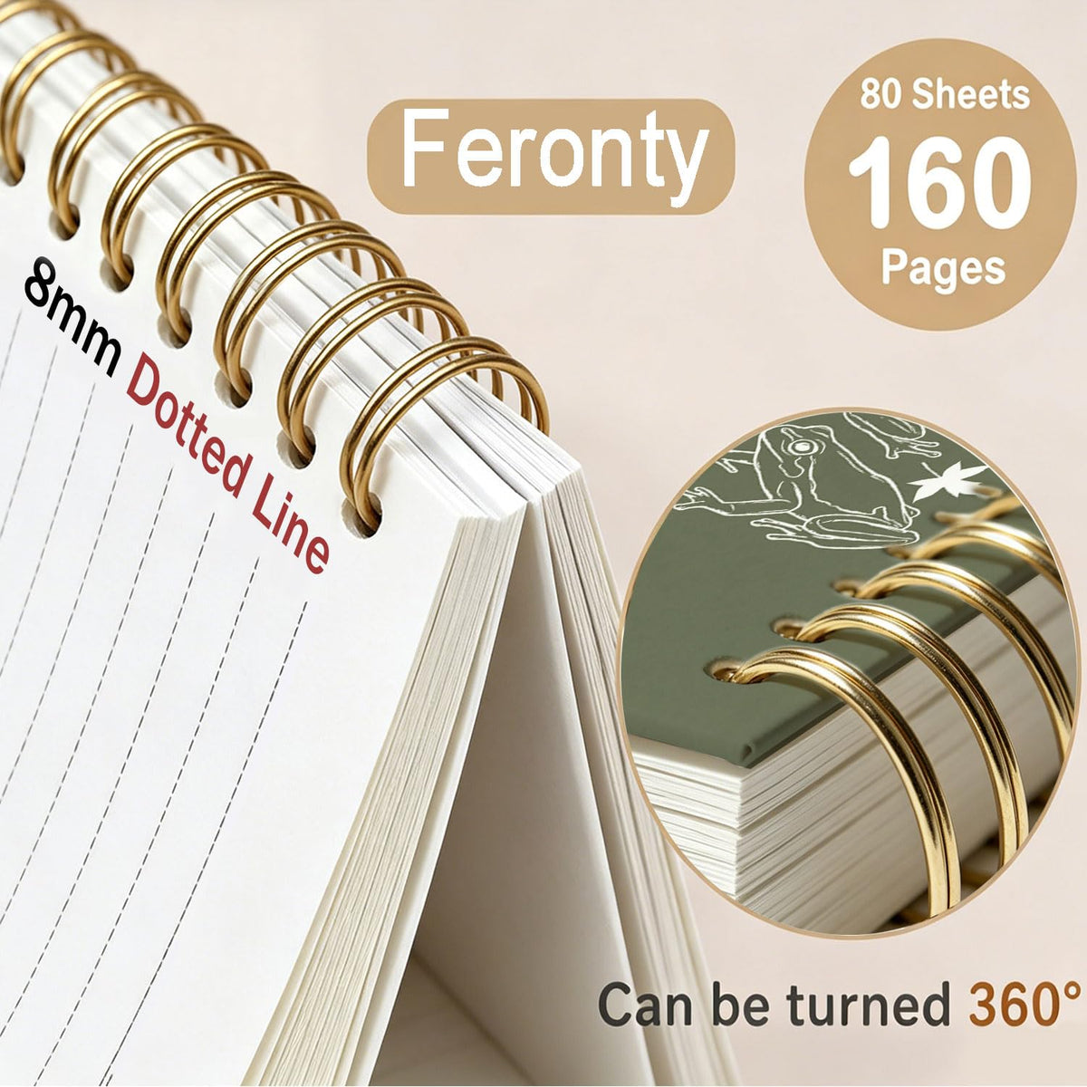 Frog Notebook, Frog Office Supplies, Cute Spiral Journal for Teens