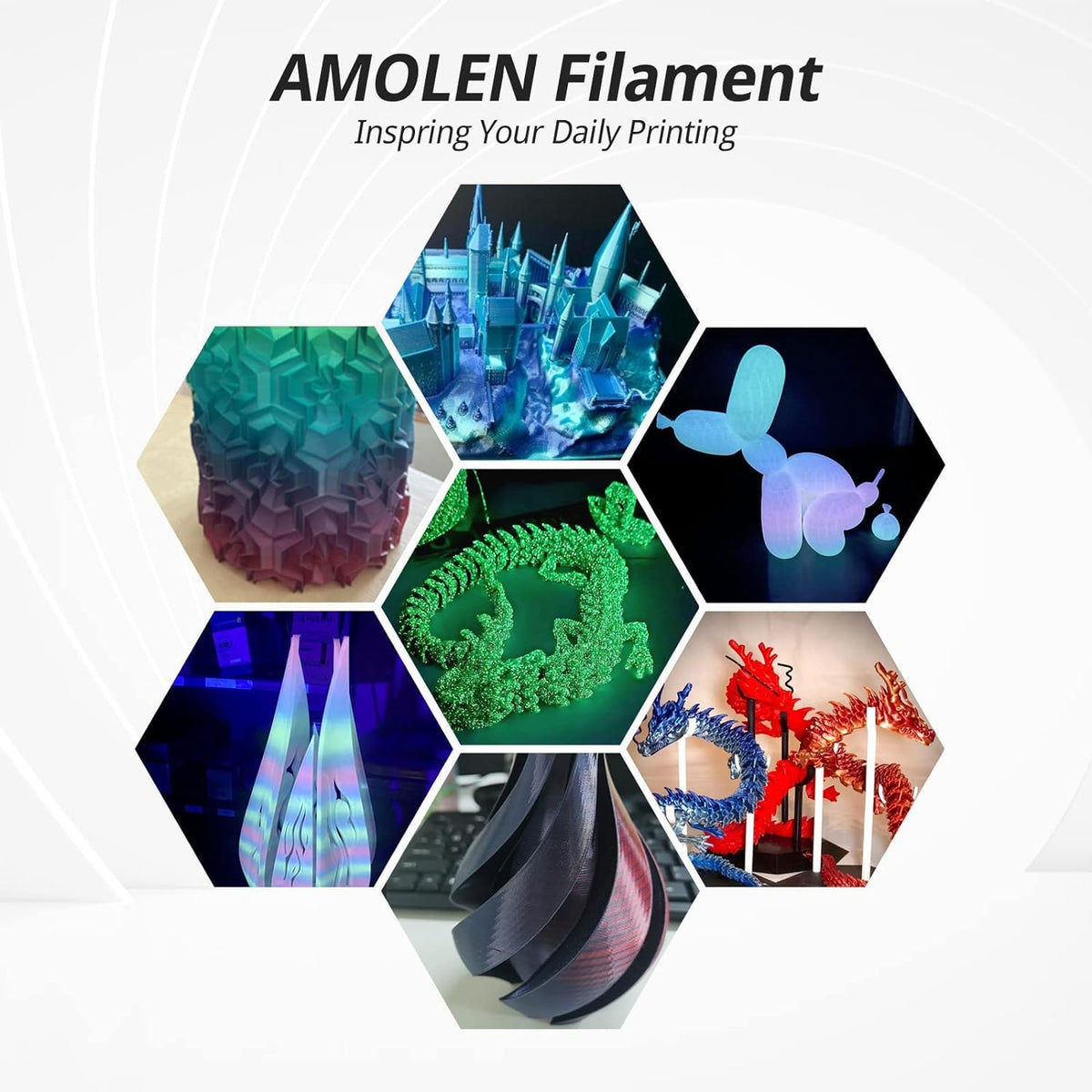 AMOLEN 3D PLA Printer Filament, 1.75mm Glow in The Dark Shiny Firefly Blue PLA Filament for 3D Printing, Best with UV Lamps, 1kg Spool (2.2lbs), Dimensional Accuracy +/- 0.02 mm, Fit Most 3D Printers