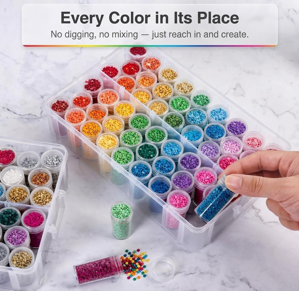 Diamond Art Storage Organizer, 200 Jars, 4-Tier Stackable Case