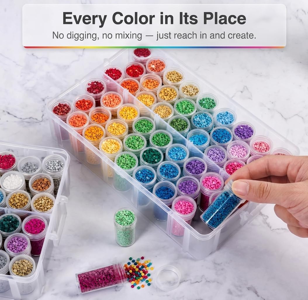 Diamond Art Storage Organizer, 200 Jars, 4-Tier Stackable Case