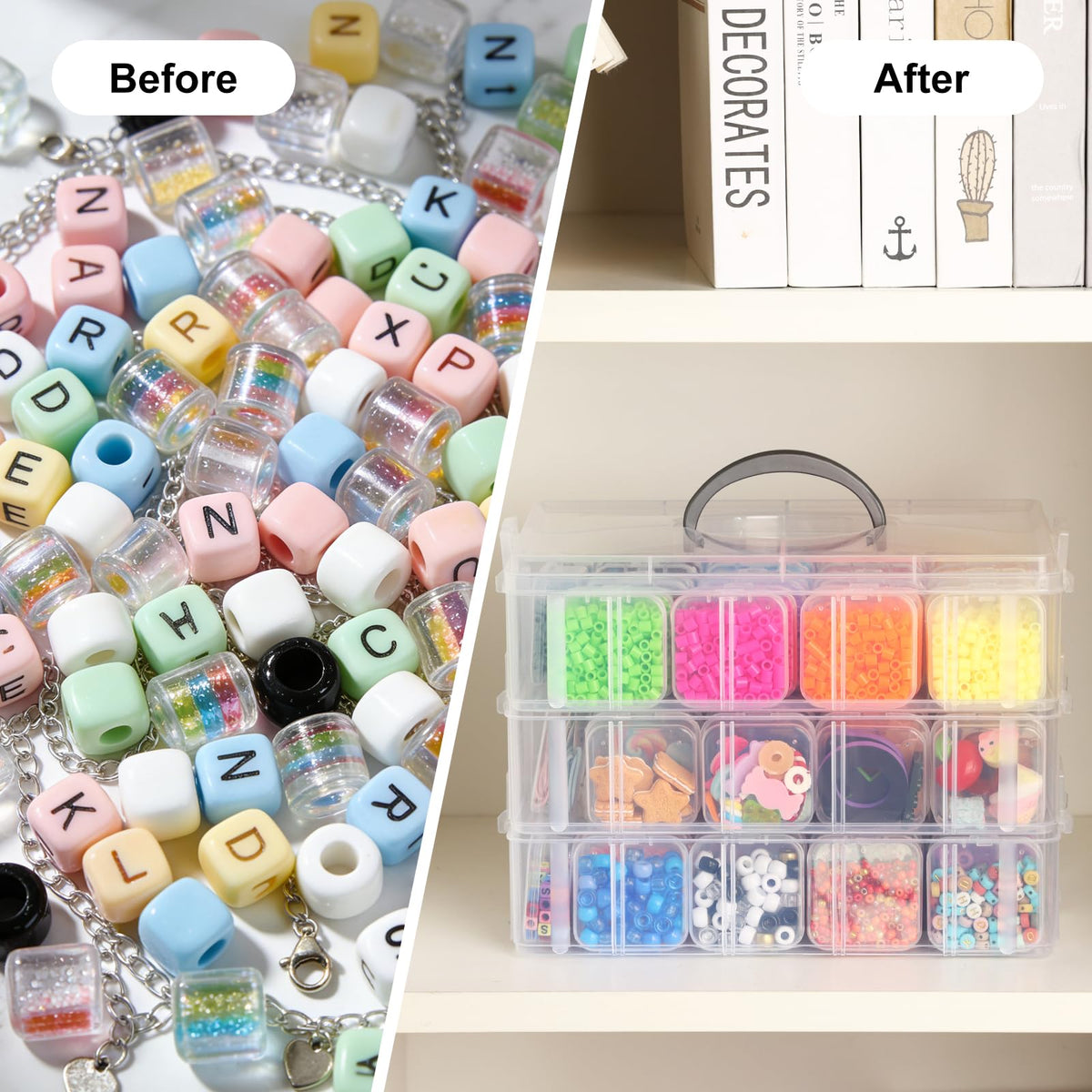 Bead Organizer 3 Tier 30 grid Stackable Craft Tackle Storage Container