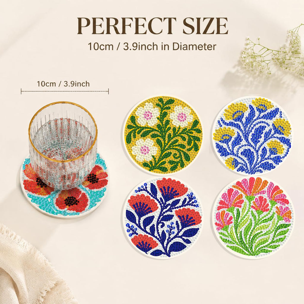 Puraikcmi 8PCs Diamond Paintings Coasters Kits Set, Funny Cat Diamond Art Coasters with Holder, DIY Crafts Diamond Art Kits Adult Craft Diamond Dots Gift