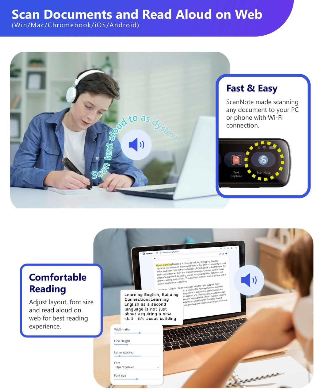 PenPower WorldPenScan Go - Translation Pen with Scanning, Reading, Audio Recording, Live Interpretation, and AI Reading Buddy for Kids