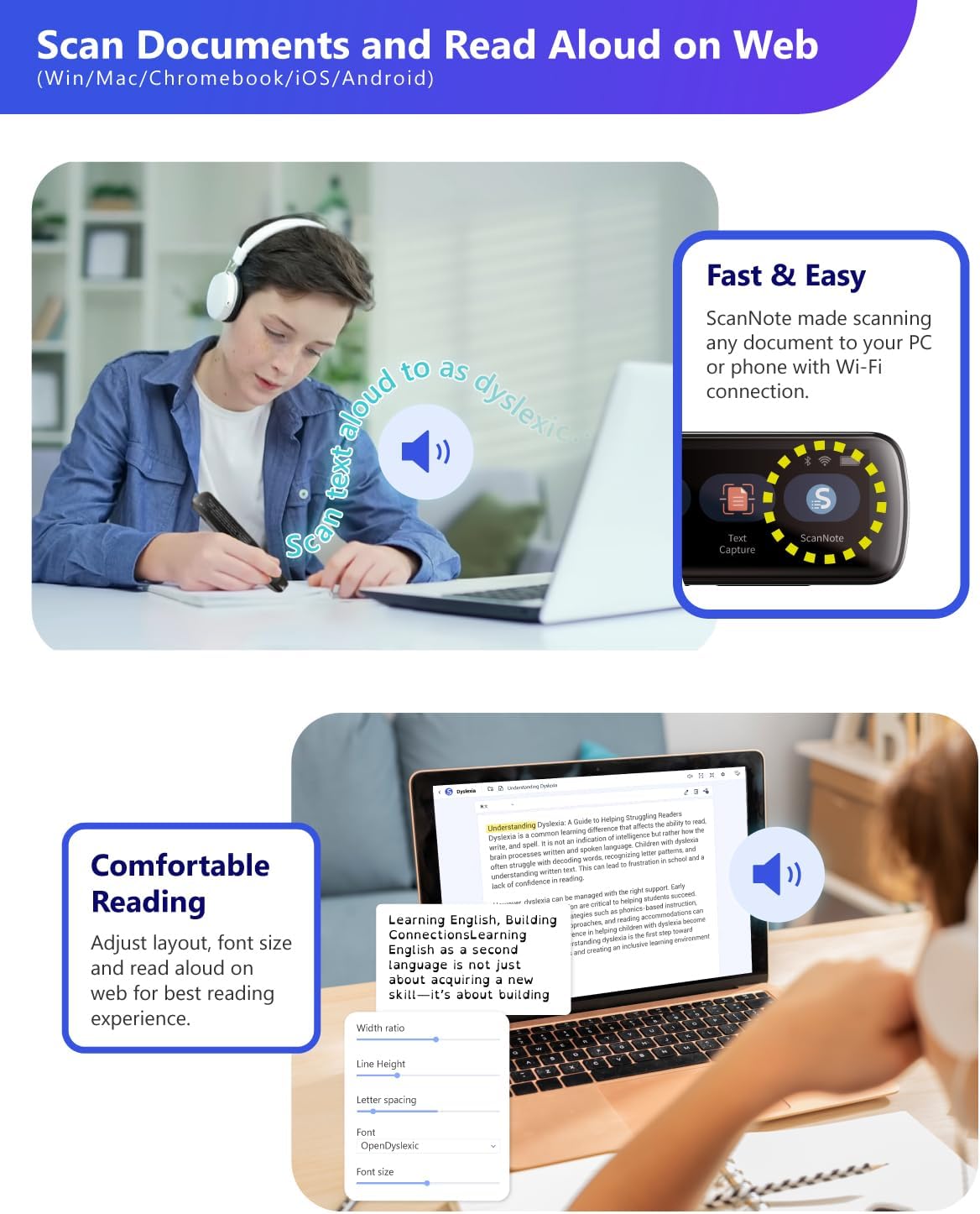 PenPower WorldPenScan Go - Translation Pen with Scanning, Reading, Audio Recording, Live Interpretation, and AI Reading Buddy for Kids