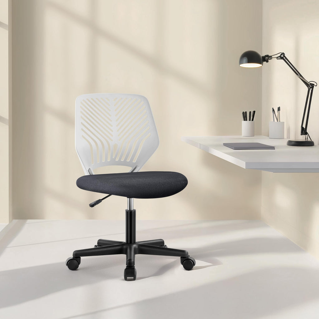Yaheetech Small Desk Chair, Armless Adjustable Swivel Seat, Green