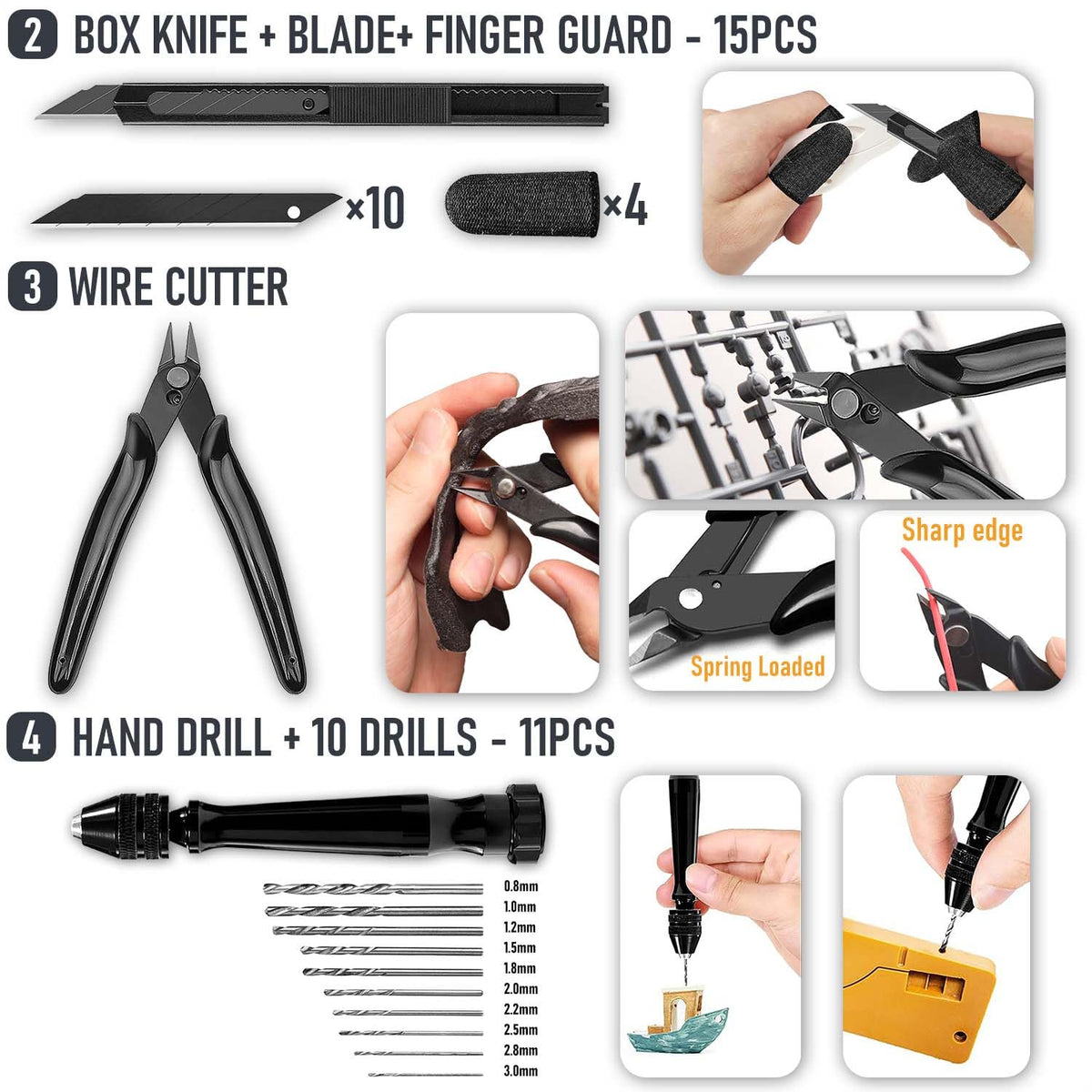 3D Printer Tools Kit, Quality 3D Printing Tool Kit for Model Finishing/Deburring/Drilling, 3D Printer Accessories for All FDM/SLA Printers Removing Support, Cutting Filament, Cleaning Nozzle