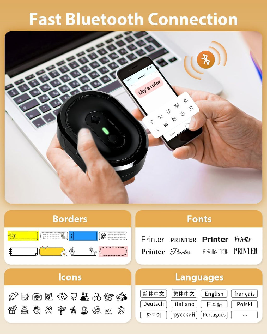 NDYIN Label Maker N12 Bluetooth Thermal Label Printer