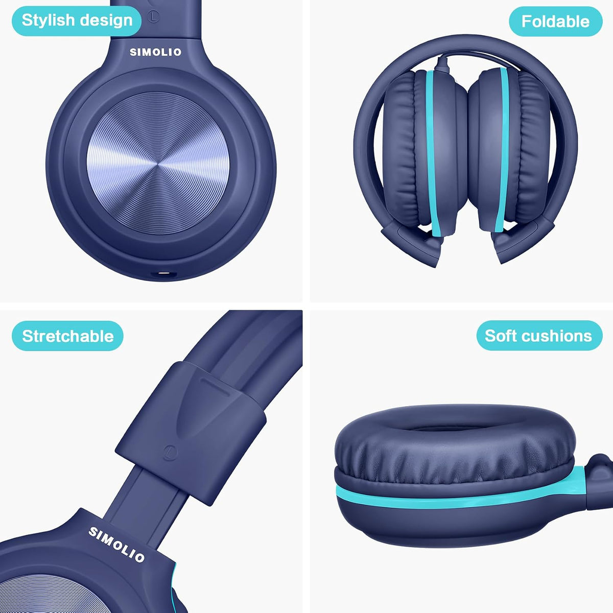SIMOLIO Manyshare Kids Headphones with Mic, 3.5mm Wired School Headset