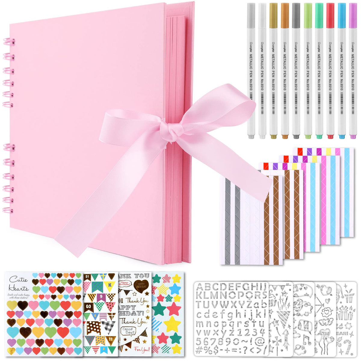 GOTIDEAL: Scrapbook Album with Metallic Markers & Photo Corners (Multiple Sizes & Colors)