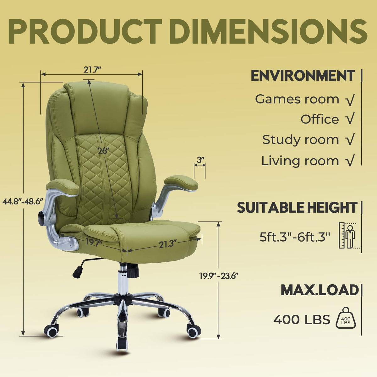 HESL 350 lb High-Back Executive Desk Chair (Multiple Colors)