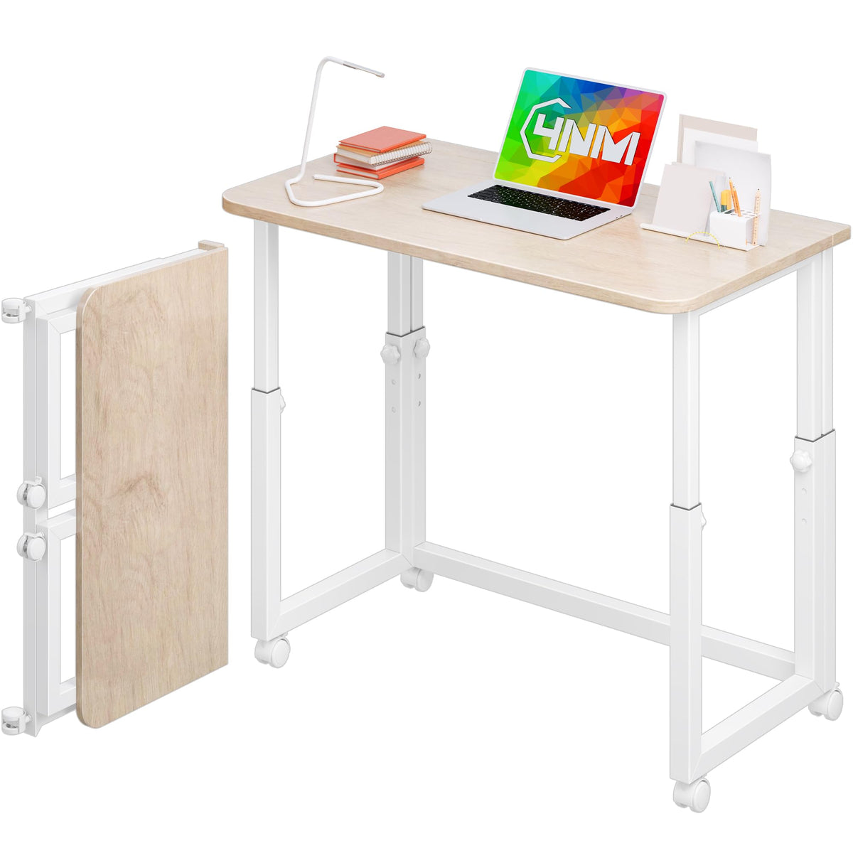 4NM 27.5-Inch Folding Student Desk with Wheels