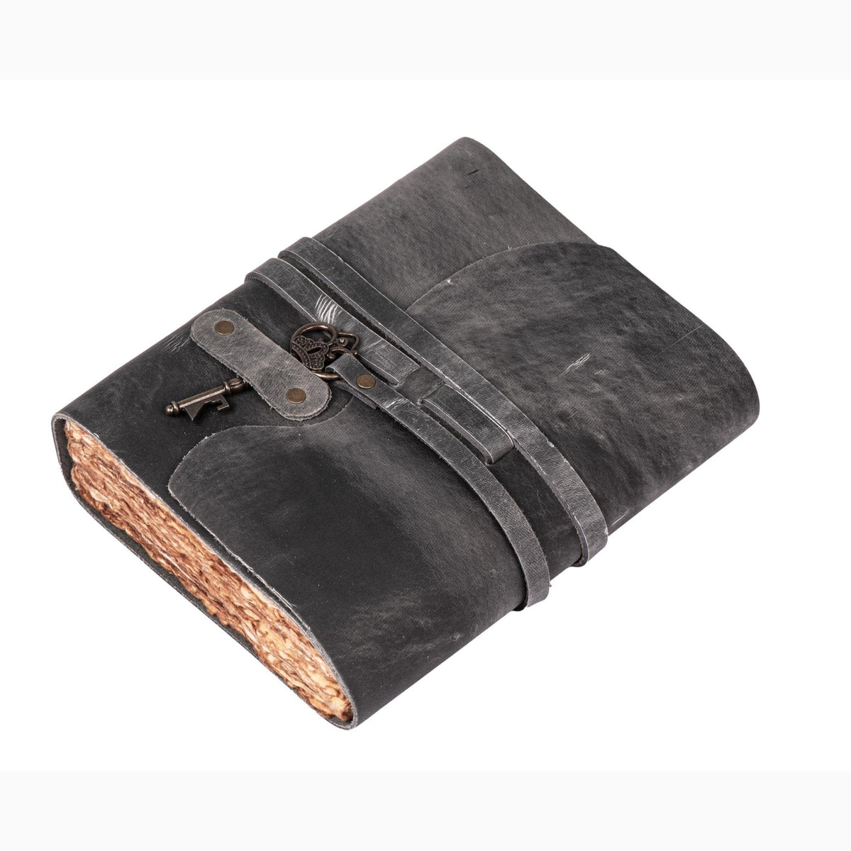LEATHER VILLAGE Vintage Leather Journal Key Lock, Teal 6x4.