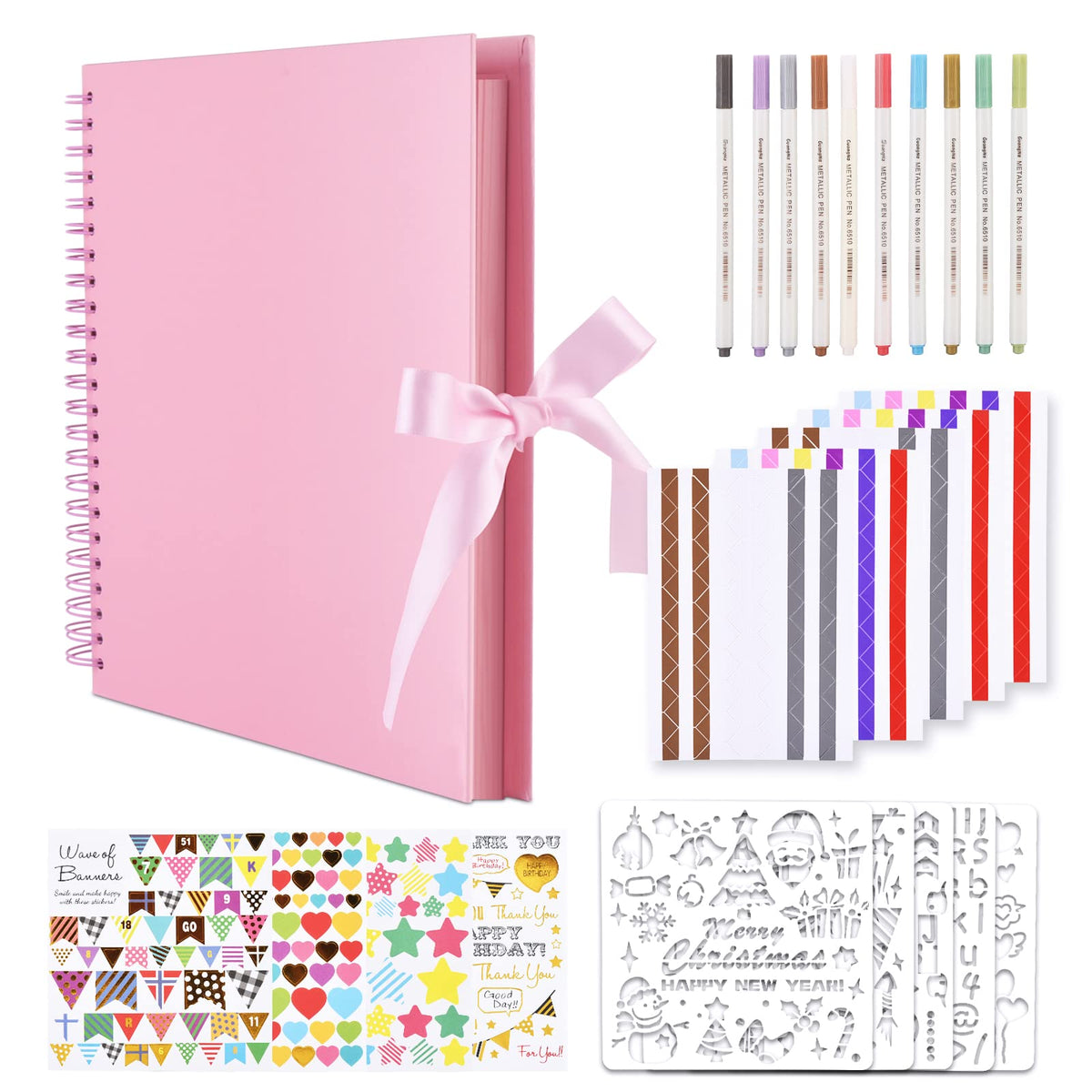 GOTIDEAL: Scrapbook Album with Metallic Markers & Photo Corners (Multiple Sizes & Colors)