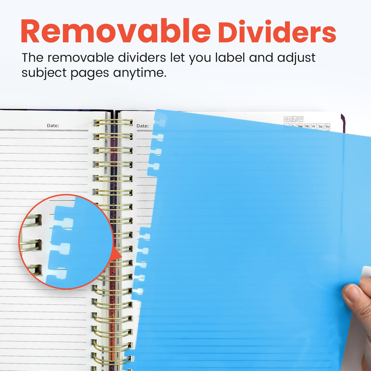 Taja Spiral Notebooks for Work 5 Subject Notebook with Removable Dividers