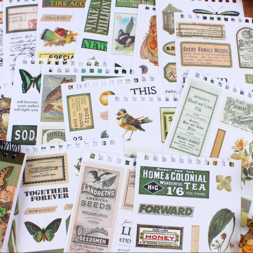 Dwpetzo: 4-Pack Vintage Ephemera Booklets for Junk Journaling – 60 Sheets Total