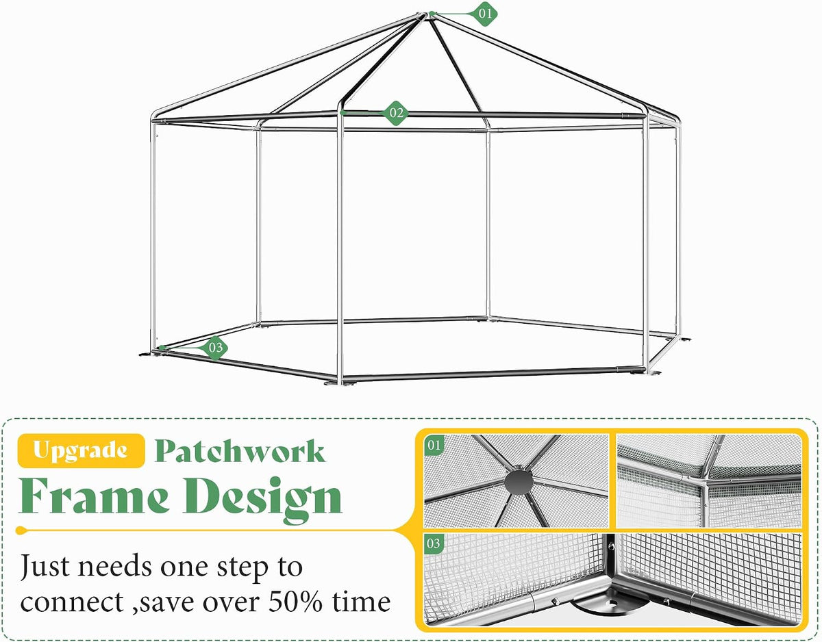 AMERLIFE 182.25 Sq Ft Hexagonal Walk-In Greenhouse (13.5 ft × 13.5 ft)