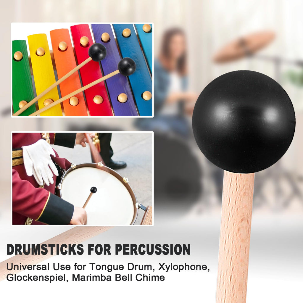 Luomorgo Glockenspiel Mallets, Rubber Head Xylophone Mallets, 2 Pcs