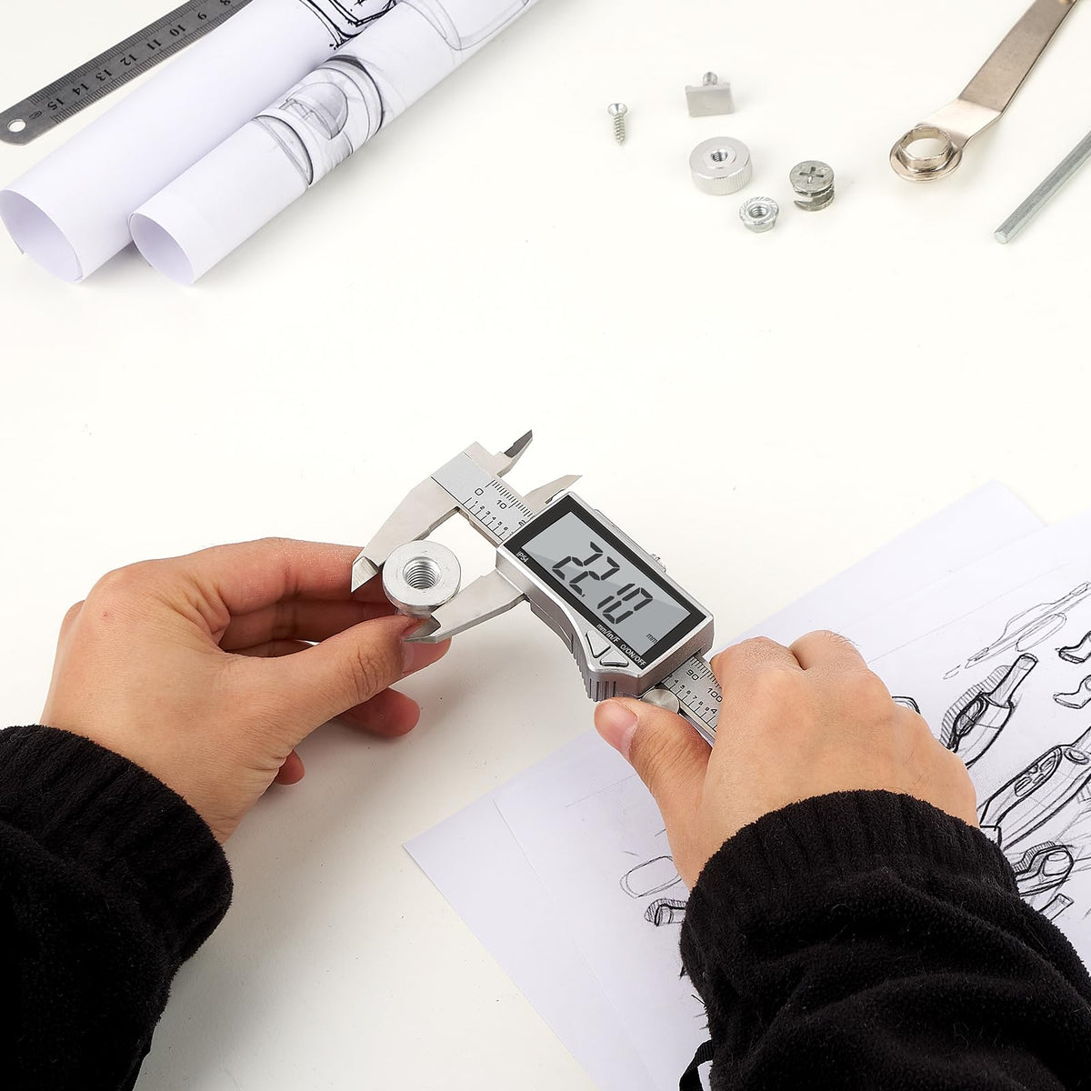 Digital Caliper, Adoric Calipers 0-6 Inch, Inch/mm Conversion, Large LCD