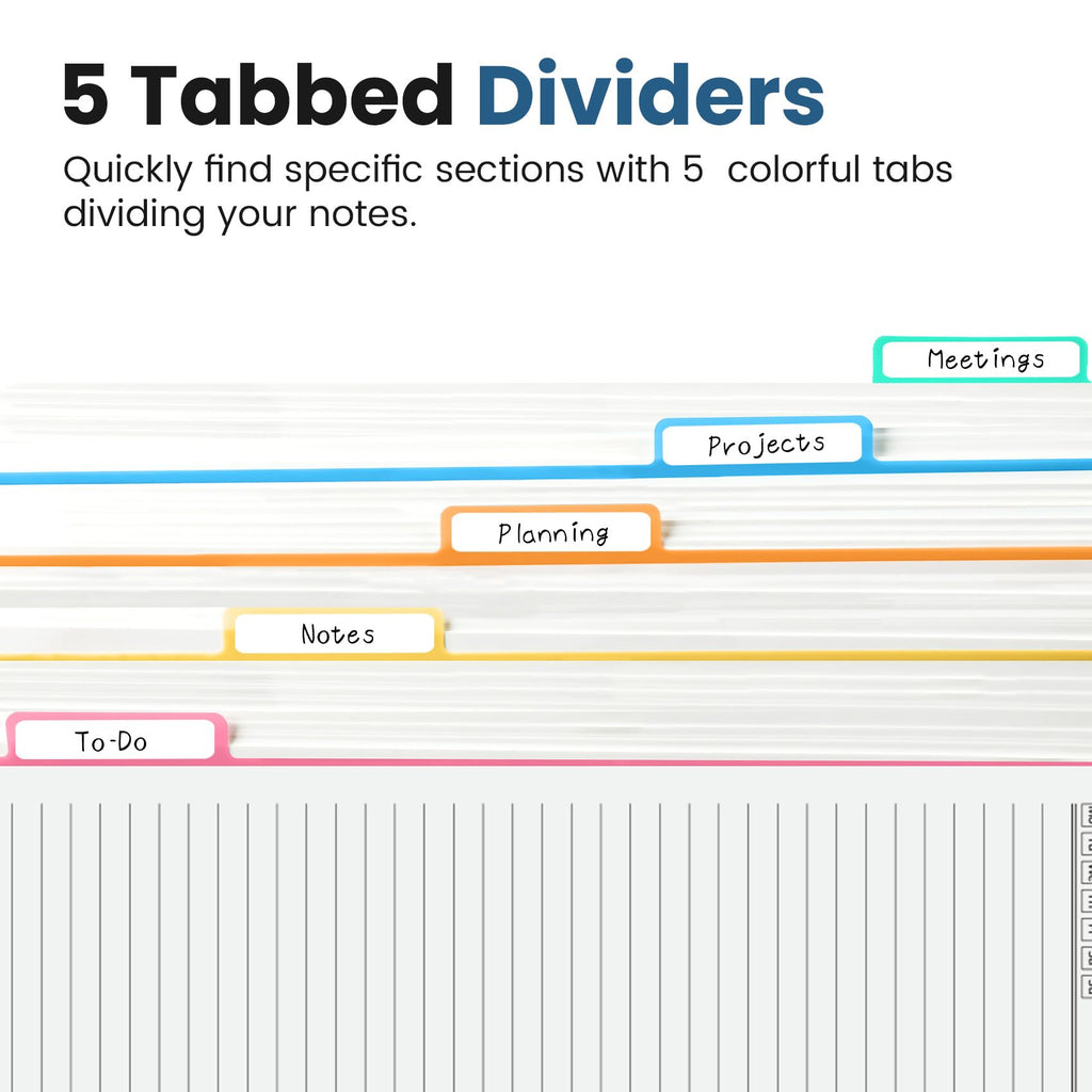 Taja Spiral Notebooks for Work 5 Subject Notebook with Removable Dividers