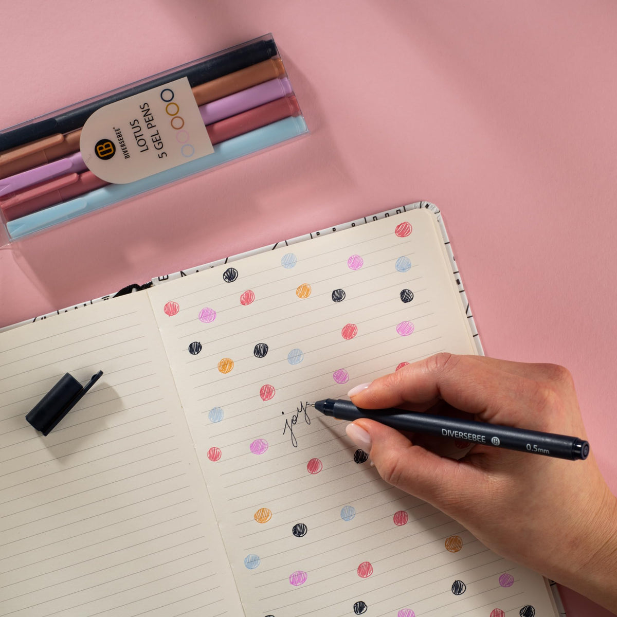 DIVERSEBEE Black Gel Ink Pens, 0.5 mm Gel Pens Fine Point