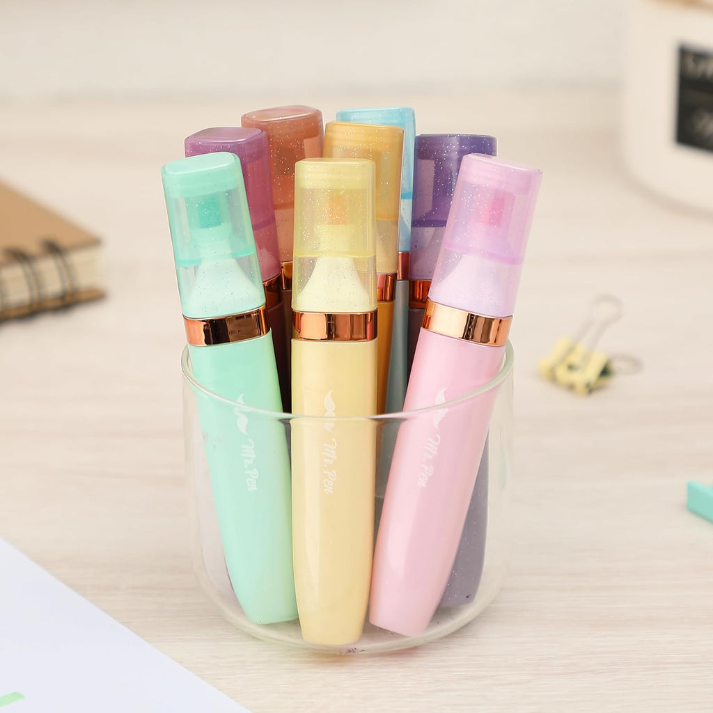 Mr. Pen- Glitter Highlighters, 8 Pack, Pastel & Metallic Colors