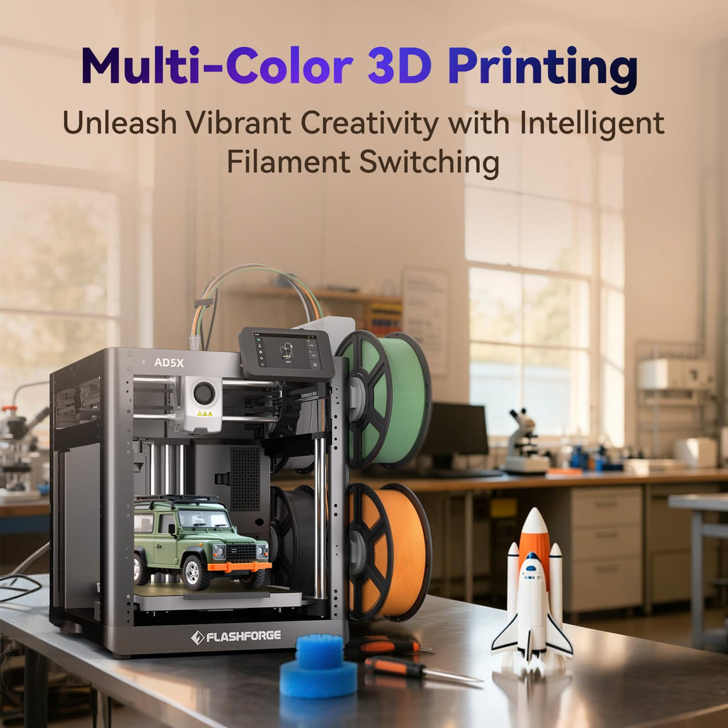 FLASHFORGE Adventurer 5M 3D Printer, 600mm/s High-Speed, 1 Click Fully Auto Leveling, Upgraded Direct extruder Quick Detachable 280°C Nozzle, Dual-Sided PEI Coating Plate, Print Size 220x220x220mm