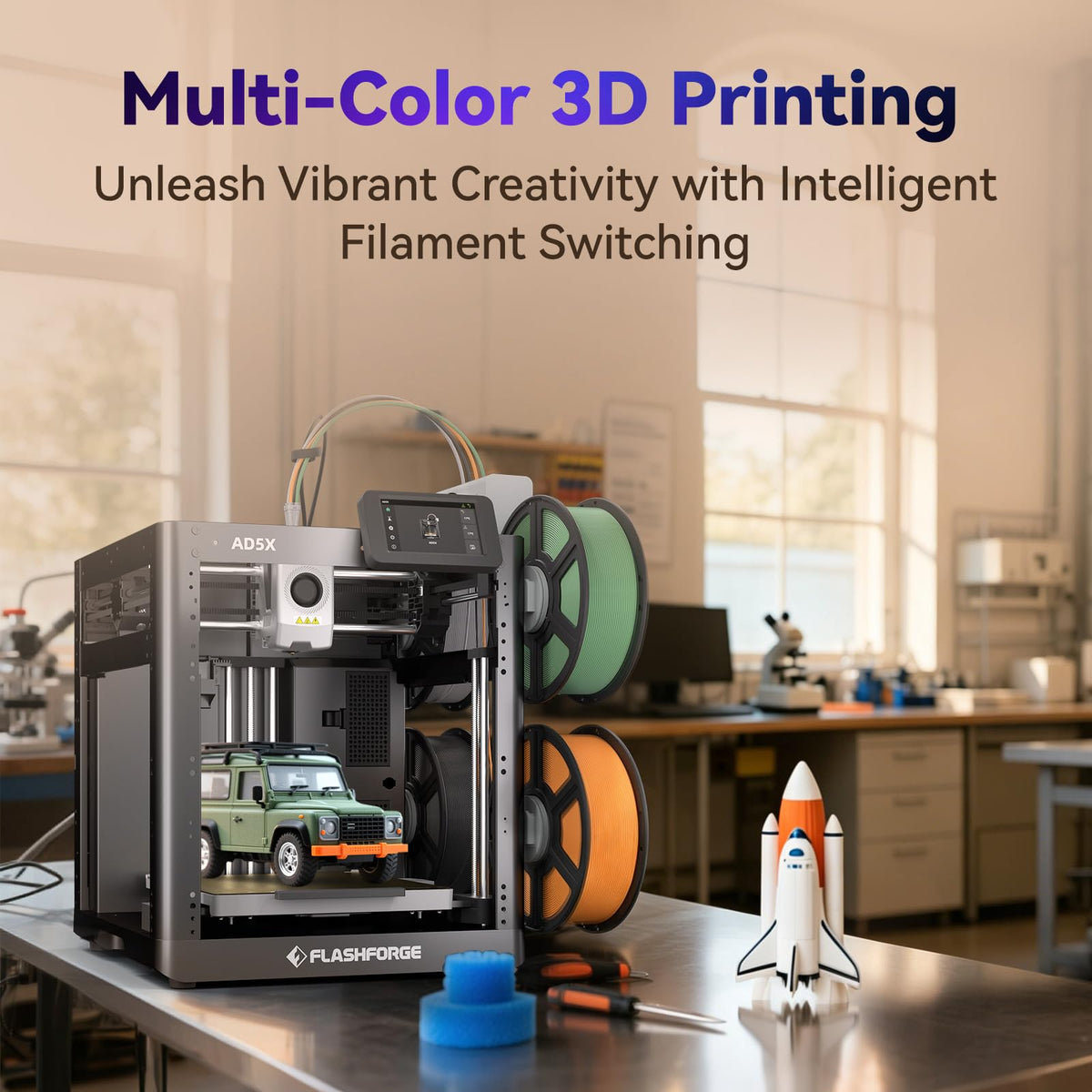 FLASHFORGE Adventurer 5M 3D Printer, 600mm/s High-Speed, 1 Click Fully Auto Leveling, Upgraded Direct extruder Quick Detachable 280°C Nozzle, Dual-Sided PEI Coating Plate, Print Size 220x220x220mm