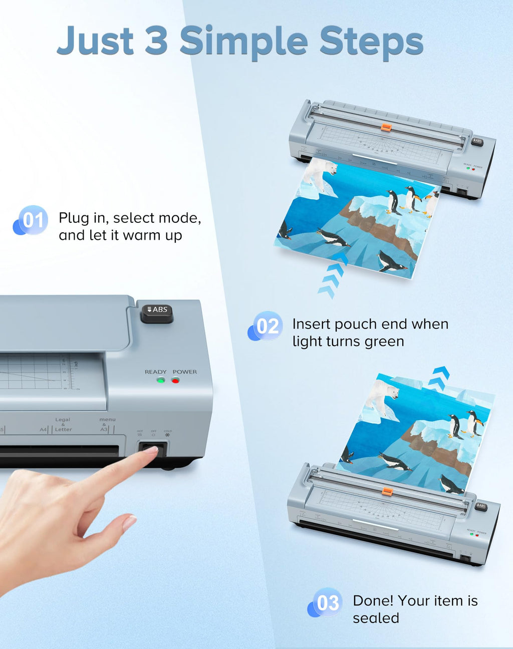 Laminator Machine 13 Inch, Mica Heating Dual Roller for Professional Lamination, 11x17 Personal Laminator with Laminating Pouches for Teachers, Hot & Cold Thermal Laminate for Home, Office