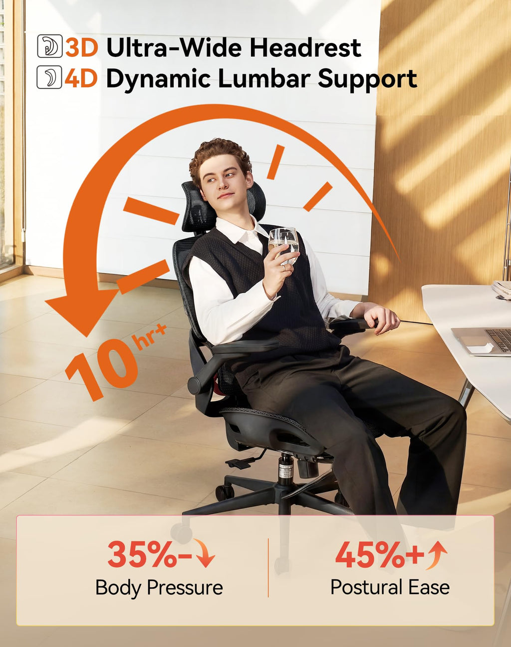 SIHOO M18 Ergonomic Office Chair, Mesh Back Desk Chair with Headrest