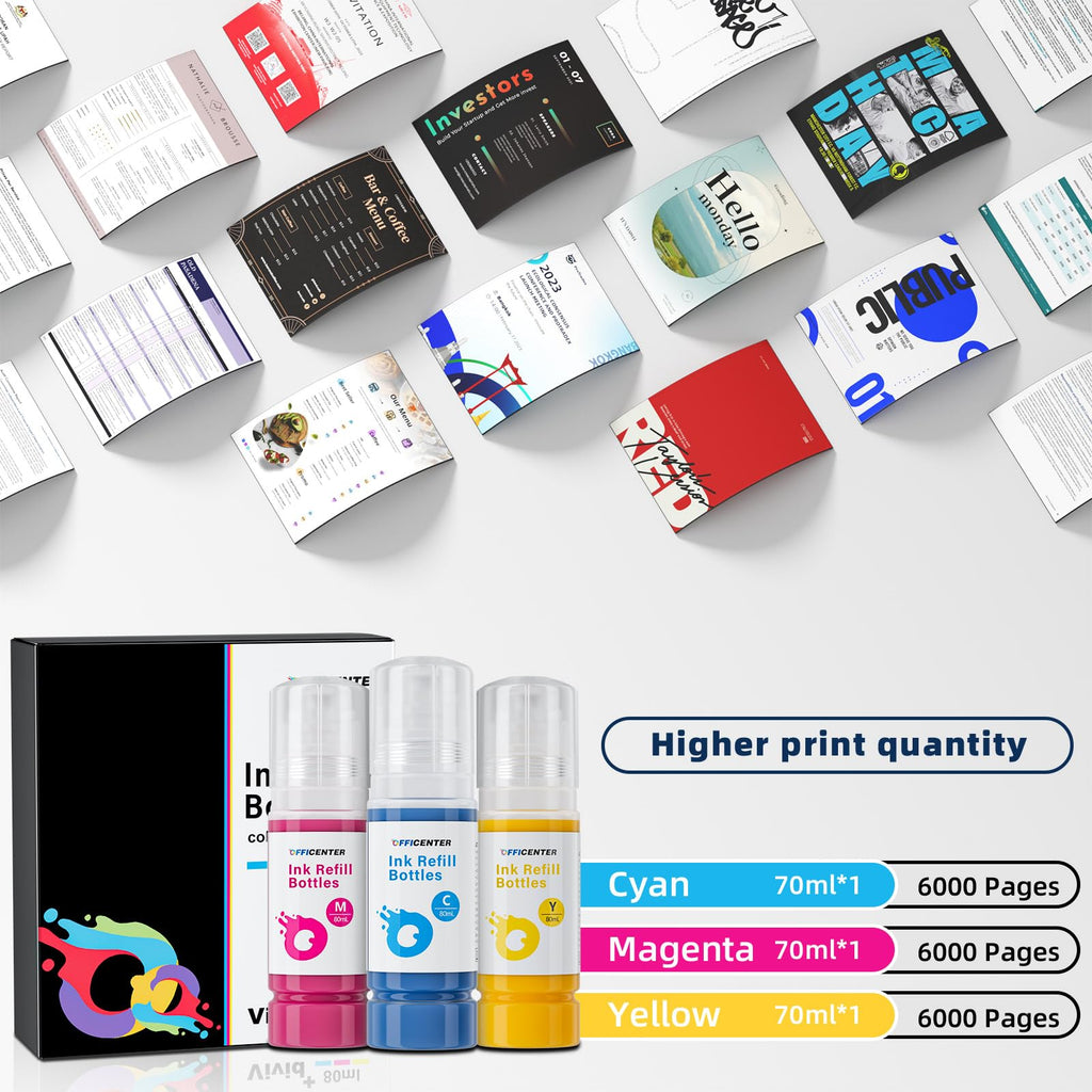 OFFICENTER Compatible Ink Refill Bottles for ET2760 ET-4760 ET2750 ET-3760 ET-2850 ET-15000 ST-4000 ST-2000 ET-3710 ET-3850 ET-3750 ET-4850 ET-3830 ET4750 ET2700 ST3000 ET3700 Printer(2BK C M Y)