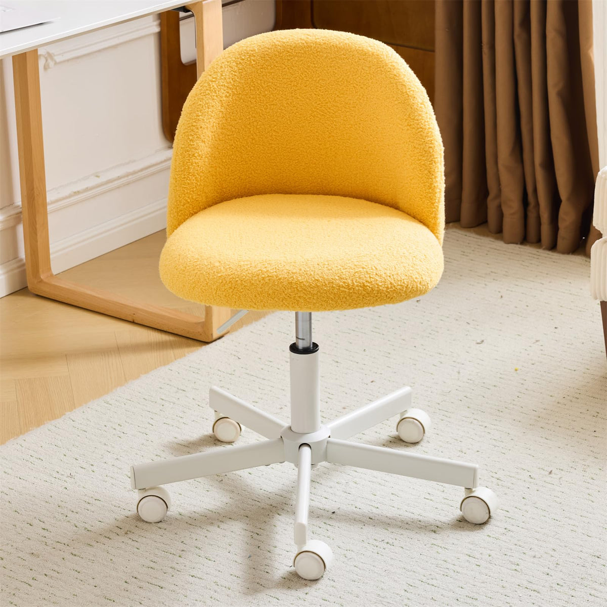 VINGLI Candy Teddy Fleece Armless Study Chair
