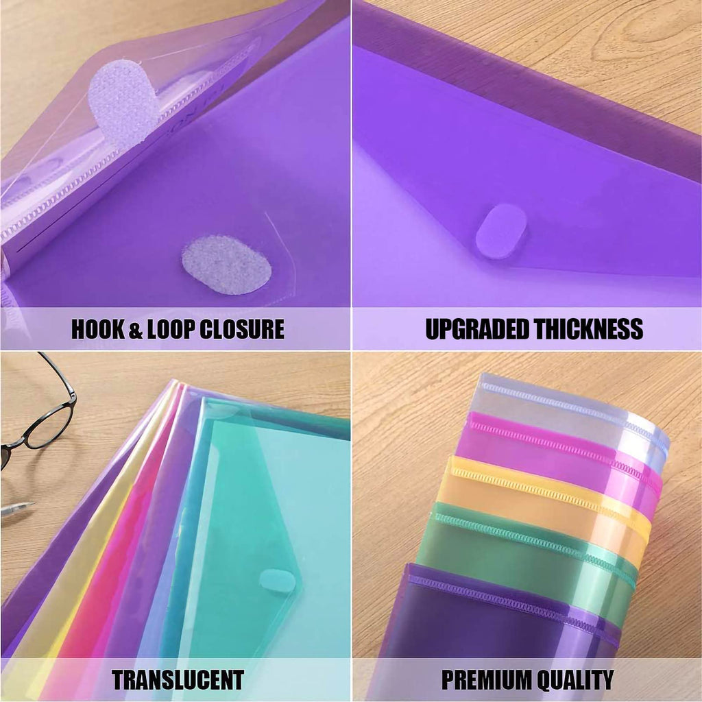 Sooez 10 Pack File Folders, Clear Poly Envelopes Plastic Folders A4 Pouch