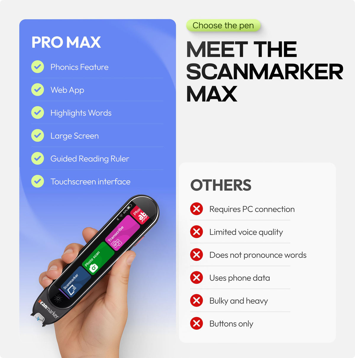 Scanmarker Pro | Translation Pen & Reading Pen for Kids & Adults | Assistive Tool & Language Translator Device for Dyslexia, Reading Support & Language Learners | Translator Pen for 100 Languages