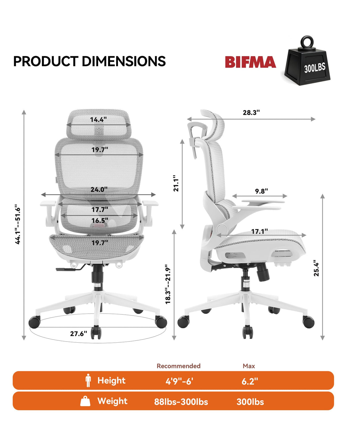 SIHOO M18 Ergonomic Office Chair, Mesh Back Desk Chair with Headrest