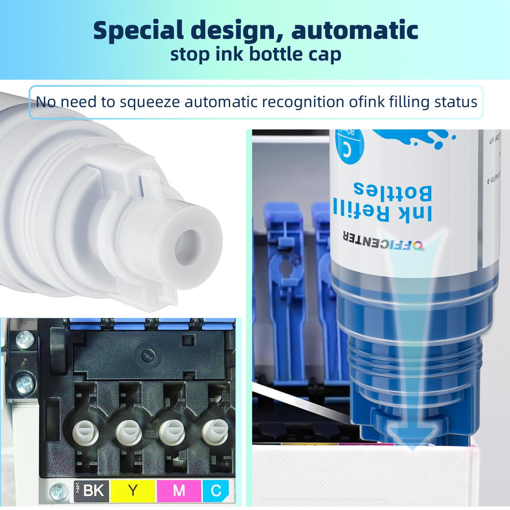 OFFICENTER Compatible Ink Refill Bottles for ET2760 ET-4760 ET2750 ET-3760 ET-2850 ET-15000 ST-4000 ST-2000 ET-3710 ET-3850 ET-3750 ET-4850 ET-3830 ET4750 ET2700 ST3000 ET3700 Printer(2BK C M Y)