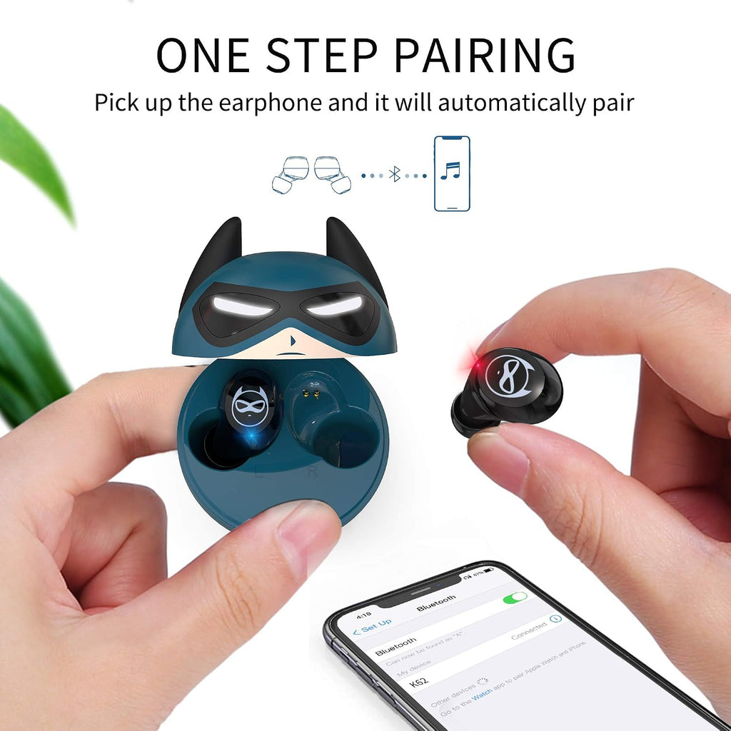 Kids Wireless Earbuds, Noise Reduction Earbuds for Kids Bluetooth 5.0 Waterproof in-Ear Headphones with Mic and Charging Case, Deep Bass Touch Control 36H Playtime Headset for School.