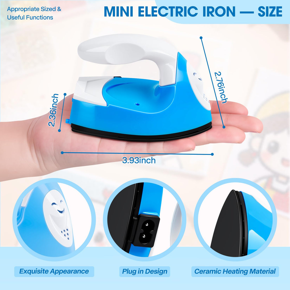 Mini Heat Press Portable Craft Iron For Fuse Beads, Black