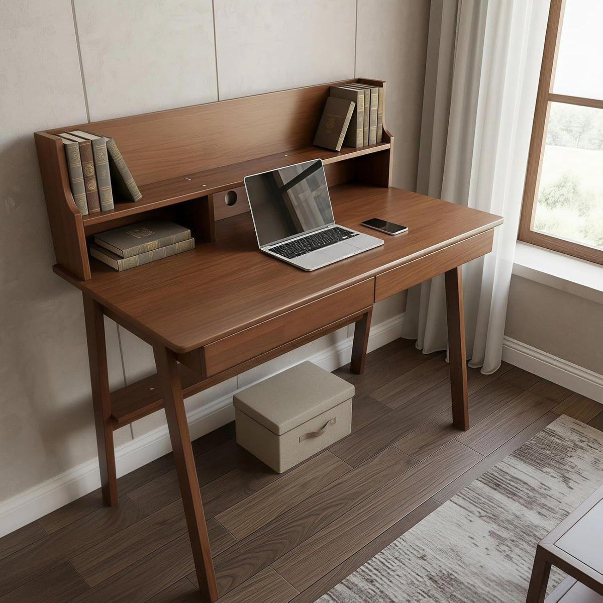Roockky 39.4-Inch Solid Wood Student Desk with Drawers