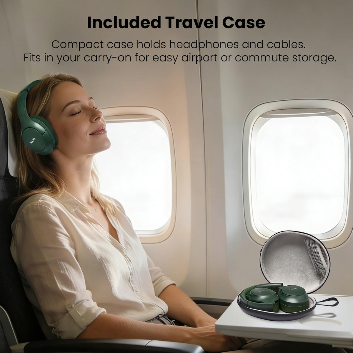 TOZO HT3 Hybrid Noise Cancelling Wireless Headphones, 90H Over Ear Headset