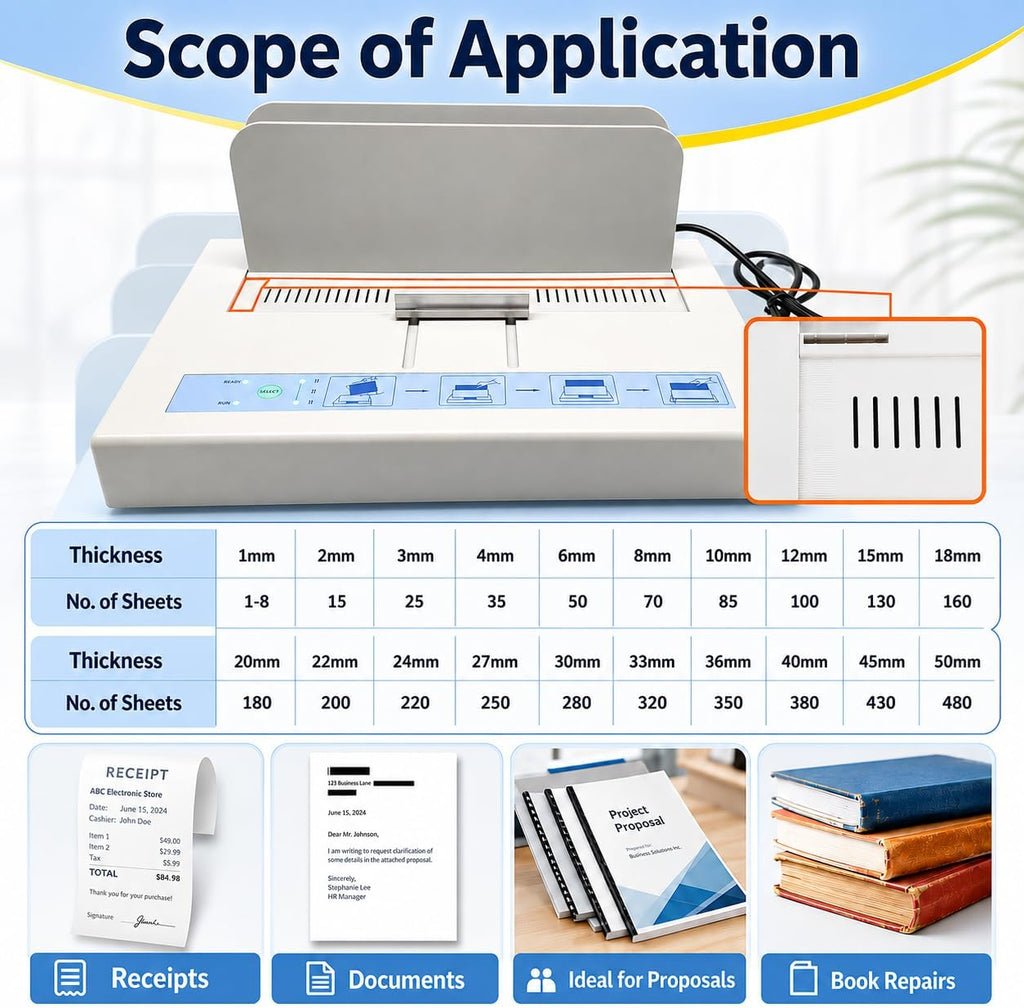 Thermal Binding Machine 500 Sheets Capacity, Book Binding Material