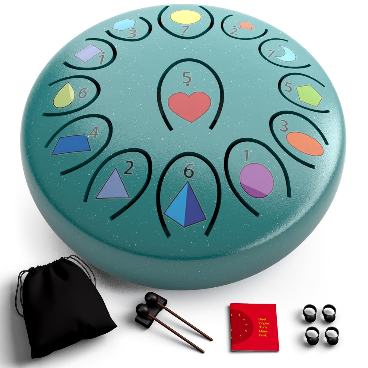 Ironkoi 6.8" Steel Tongue Drum — 13-Note Rain Drum with UV Printed Notes