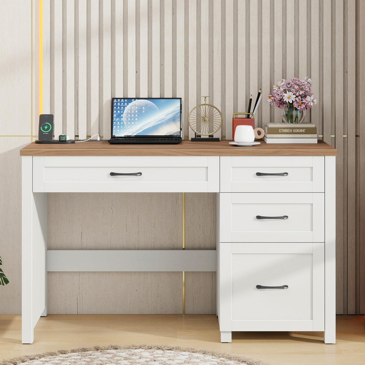 Vabches 47-Inch Student Desk with Drawers