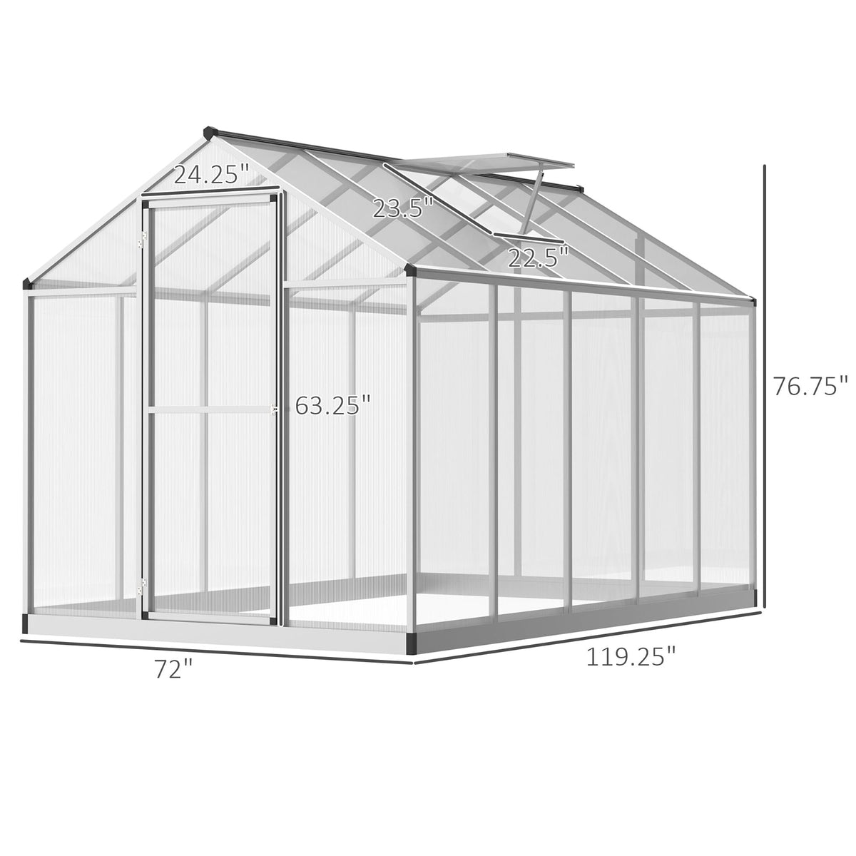 Outsunny Polycarbonate Greenhouse, Up to 60 Sq Ft (4 ft × 6 ft to 10 ft × 6 ft)