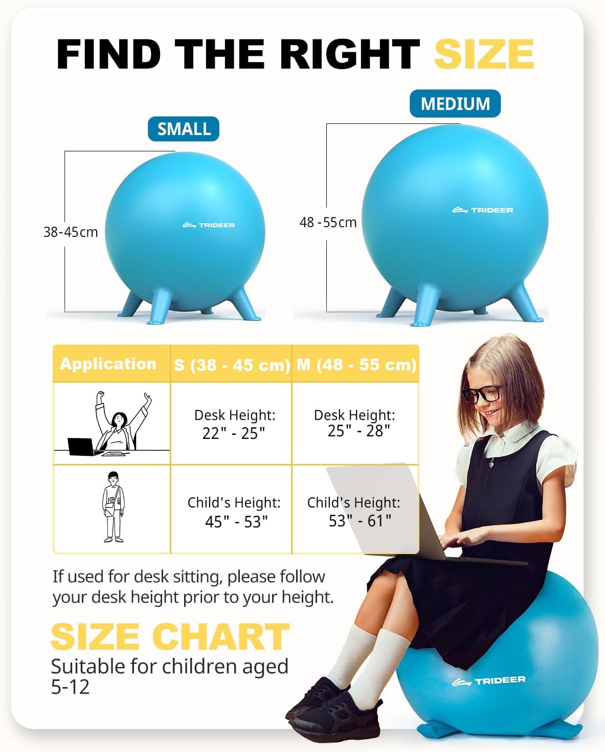Trideer Flexible Seating for Classroom, Yoga Ball Chairs for Kids
