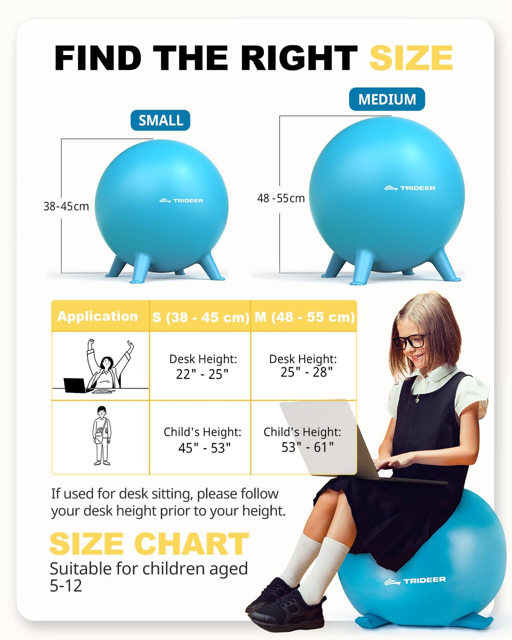 Trideer Flexible Seating for Classroom, Yoga Ball Chairs for Kids