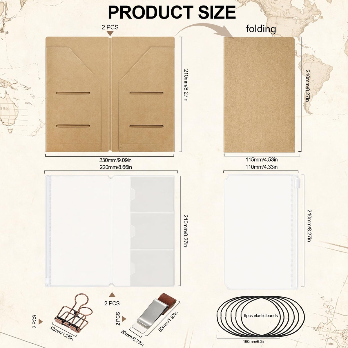 2PACK A5 Size Travelers Journal Notebook Accessories Inserts Kit