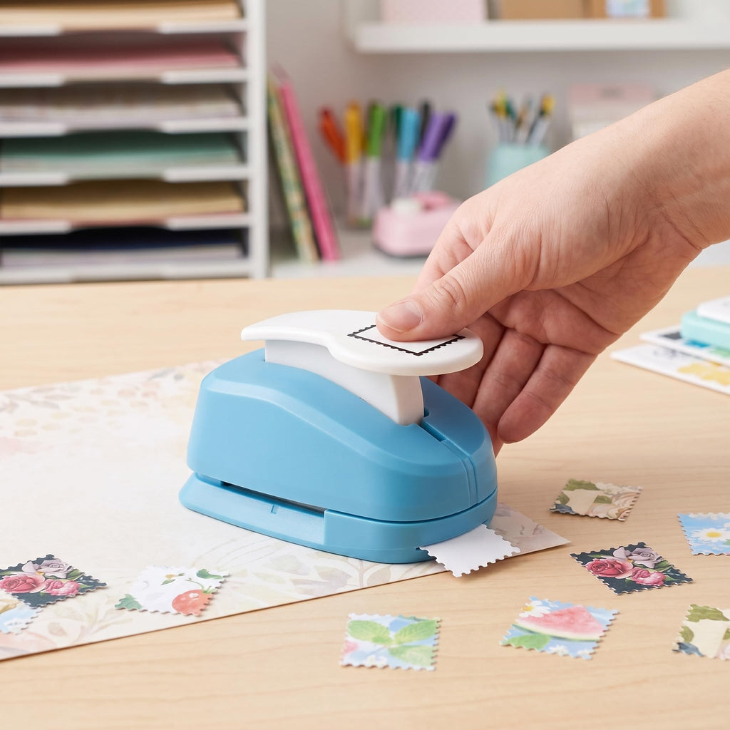 Stamp Punch, 1.5 * 1.5inch Square Stamp Puncher Postage Stamps Punches, Stamps Shaped Paper Punch, Lever Paper Punches for Crafting,Craft Cutter Hole Puncher for Scrapbooking Journaling Card Making