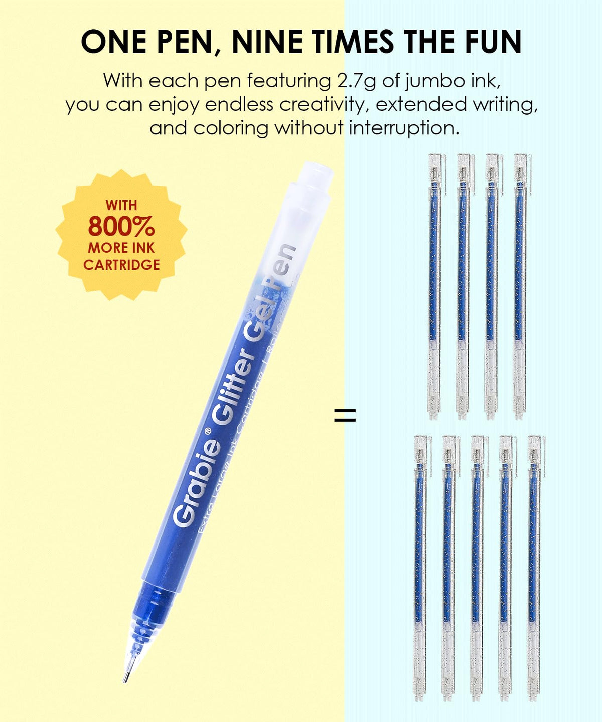 Grabie 18 Color Glitter Gel Pens, Retractable Sparkle Art Pens